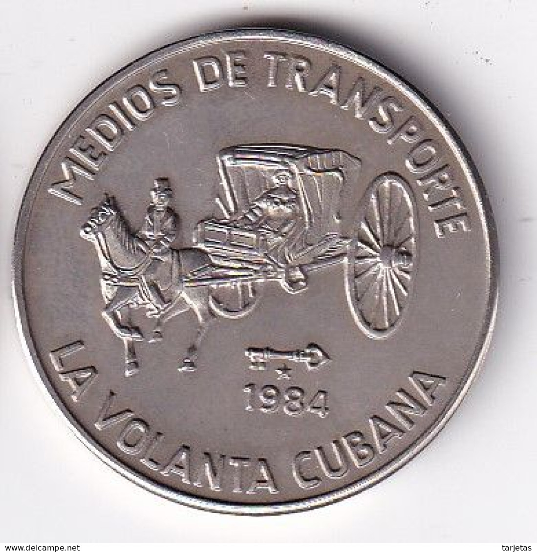 MONEDA DE CUBA DE 1 PESO DEL AÑO 1983 DE MEDIOS TRANSPORTE - LA VOLANTA (COIN) (NUEVA - UNC) - Cuba