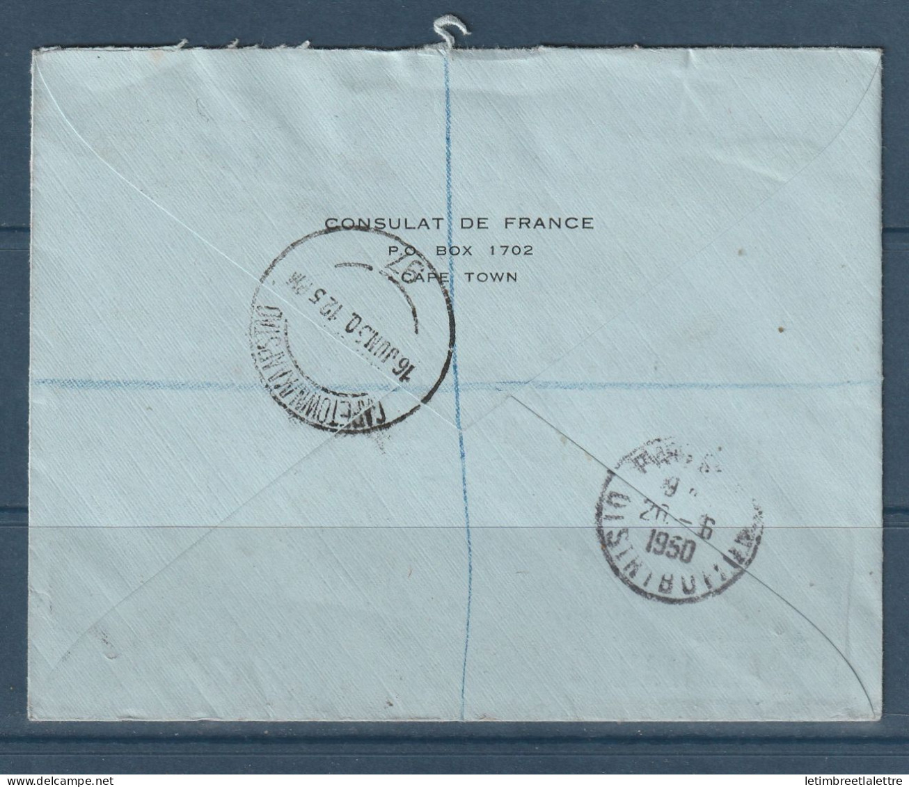 Afrique Du Sud - Recommandé Consulaire En 1950 Pour La France - Brieven En Documenten