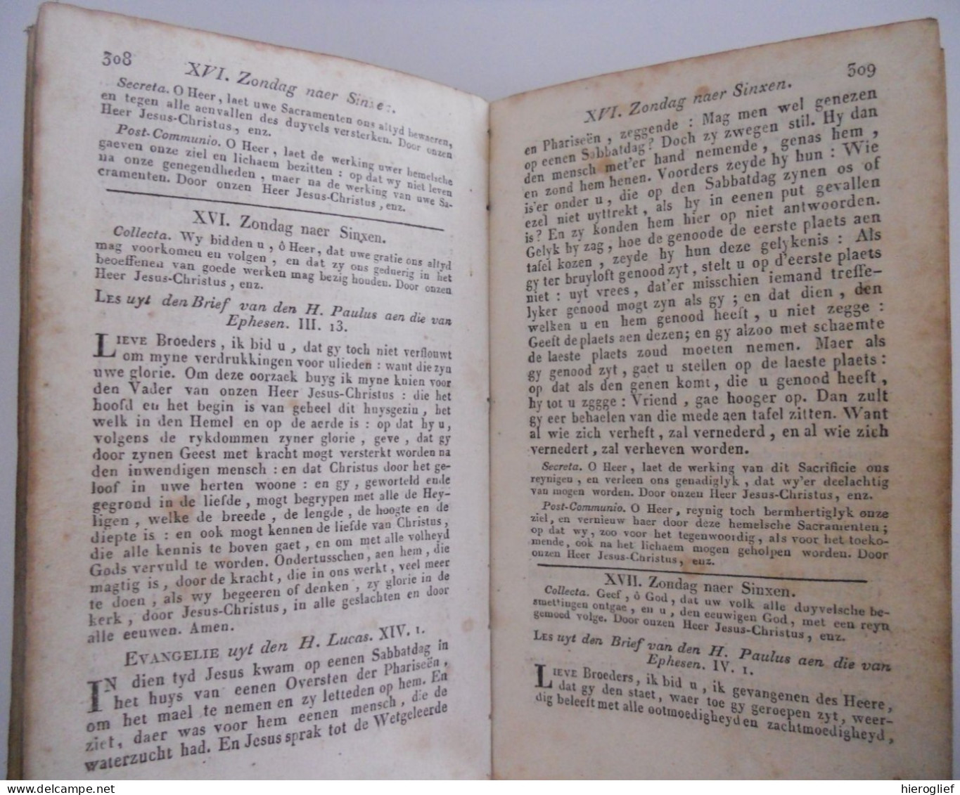 EPISTELS en EVANGELIEN + gebed Collecta Secreta en Post-Communio 1825 Mechelen Hanick H. Mis kerk religie