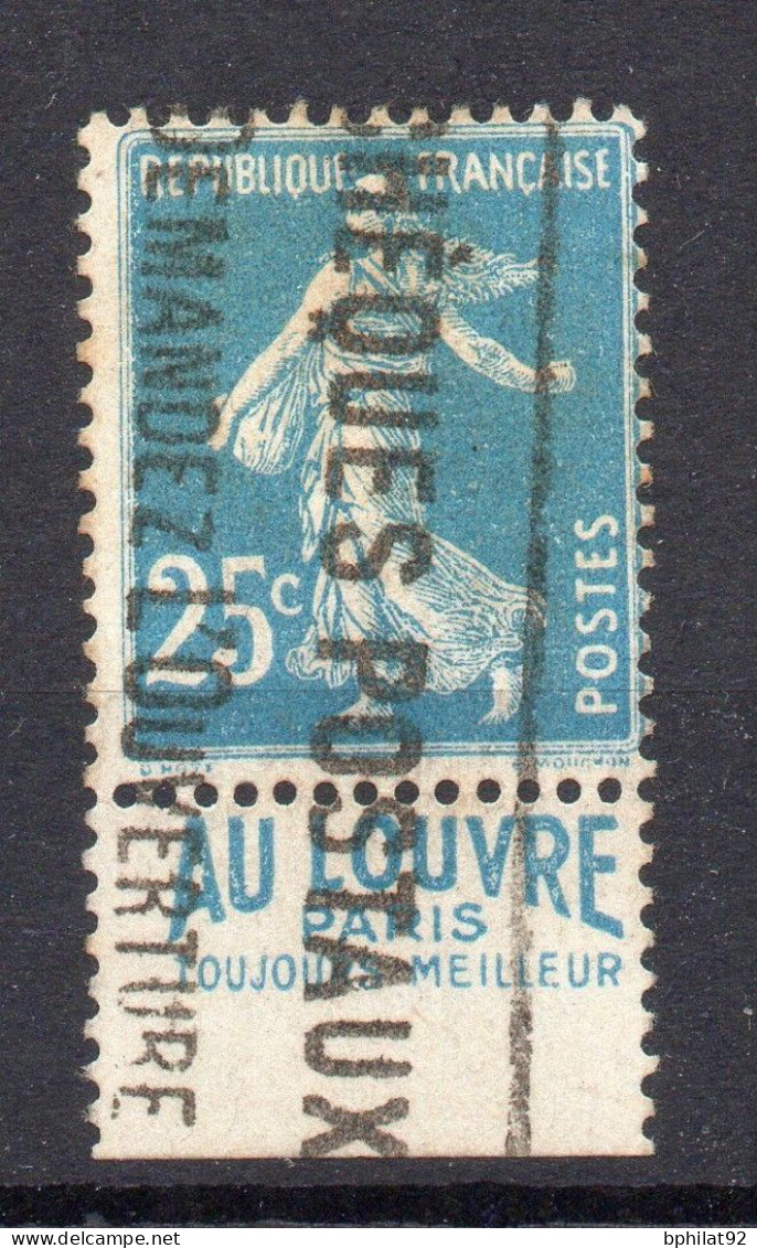 !!! 25C SEMEUSE AVEC BANDE PUB AU LOUVRE PARIS TOUJOURS MEILLEUR OBLITEREE - Used Stamps