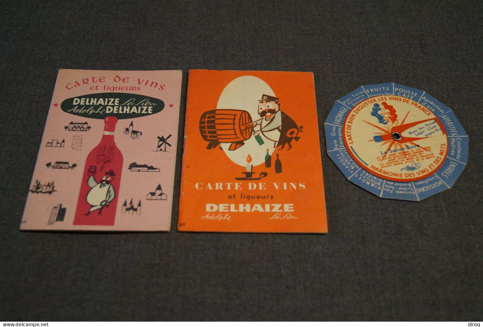 Lot De 3 Ancienne Publicités De Delaize 1960-1962,pub. Sur Le Vin + Calendrier D'époque - Publicités