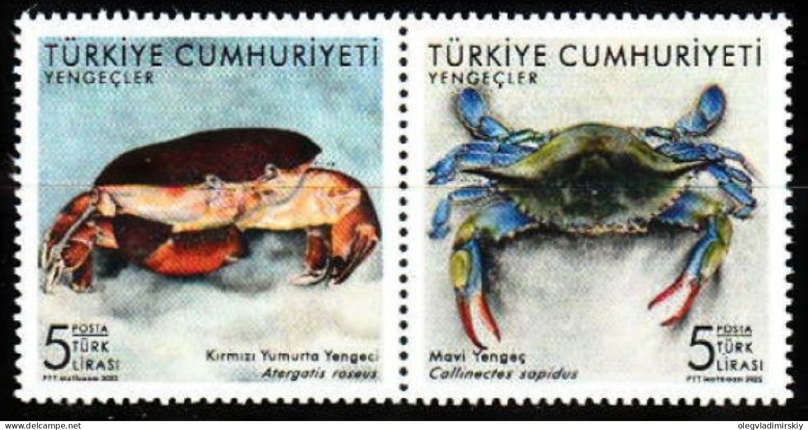 Turkey 2022 Sea Fauna Crabs Set Of 2 Stamps Mint - Unused Stamps