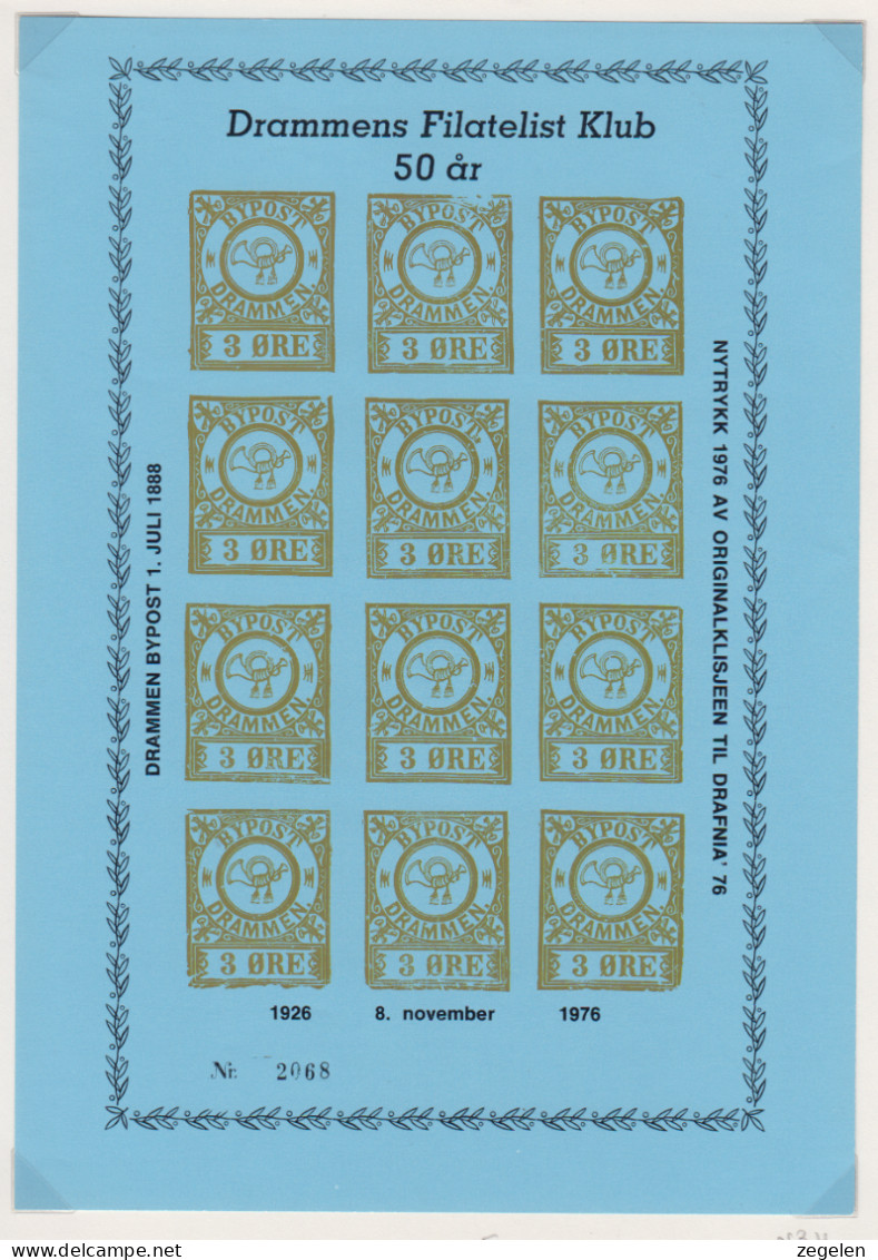 Noorwegen Lokale Zegel   Katalog Over Norges Byposter Drammen Bypost IV N3H Herdruk - Local Post Stamps