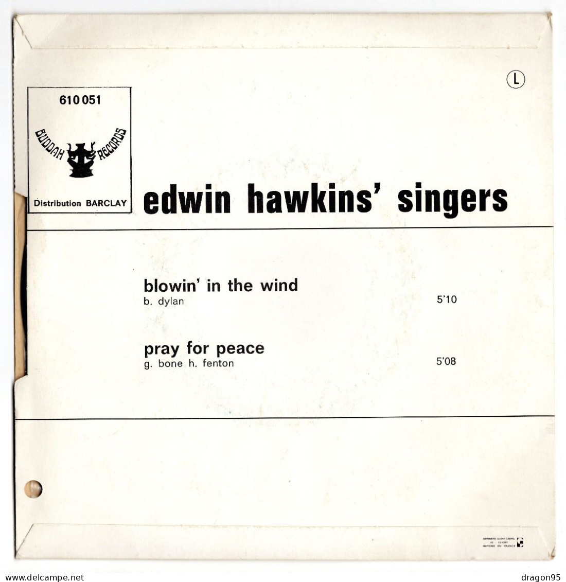 Edwin HAWKINS' SINGERS : Blowin' In The Wind - Buddah Records 610 051 - France - 1970 - Soul - R&B