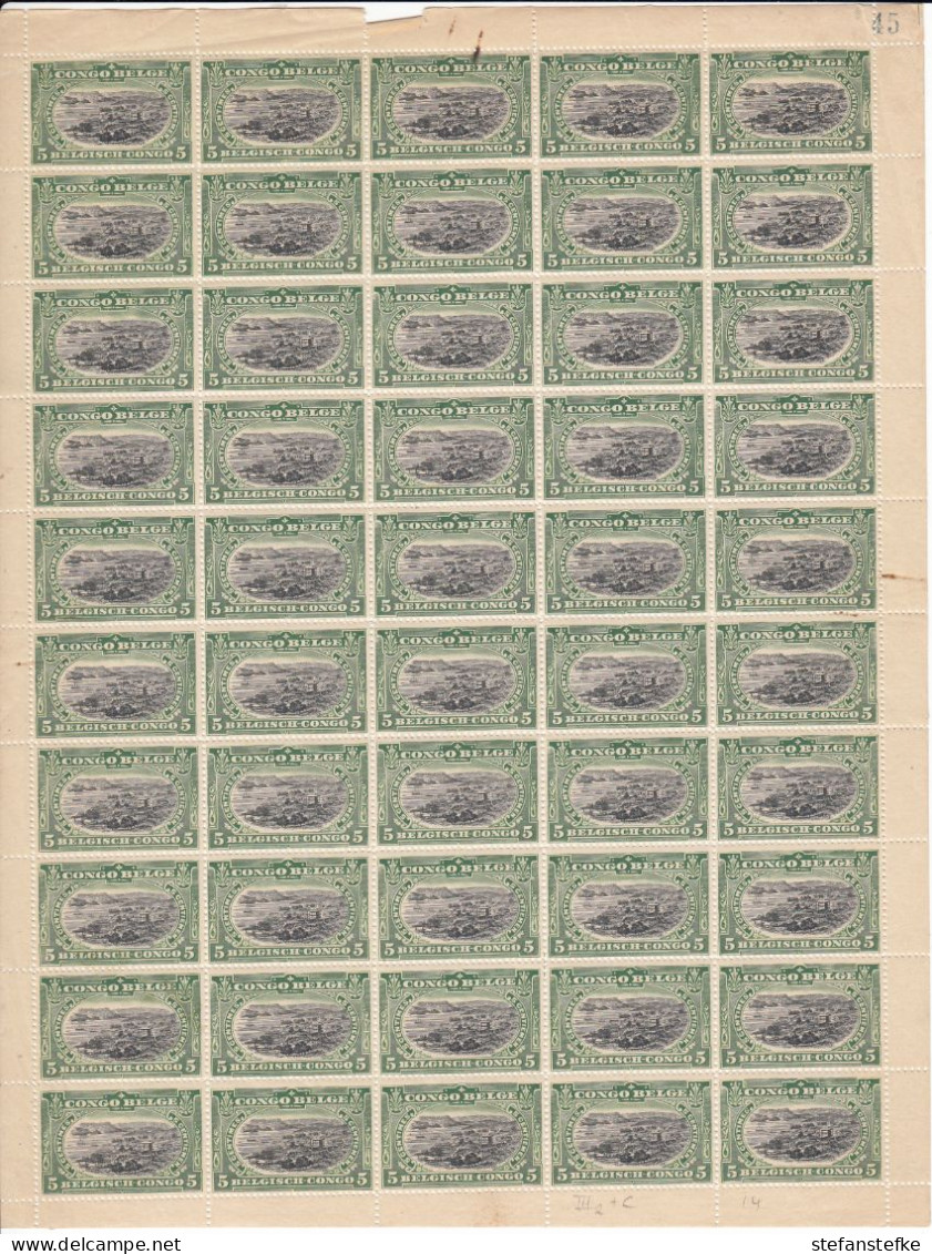 Congo Belge Ocb Nr: 54 ** MNH (zie Scan) III2 + C , 1 Timbre Abimé - Unused Stamps