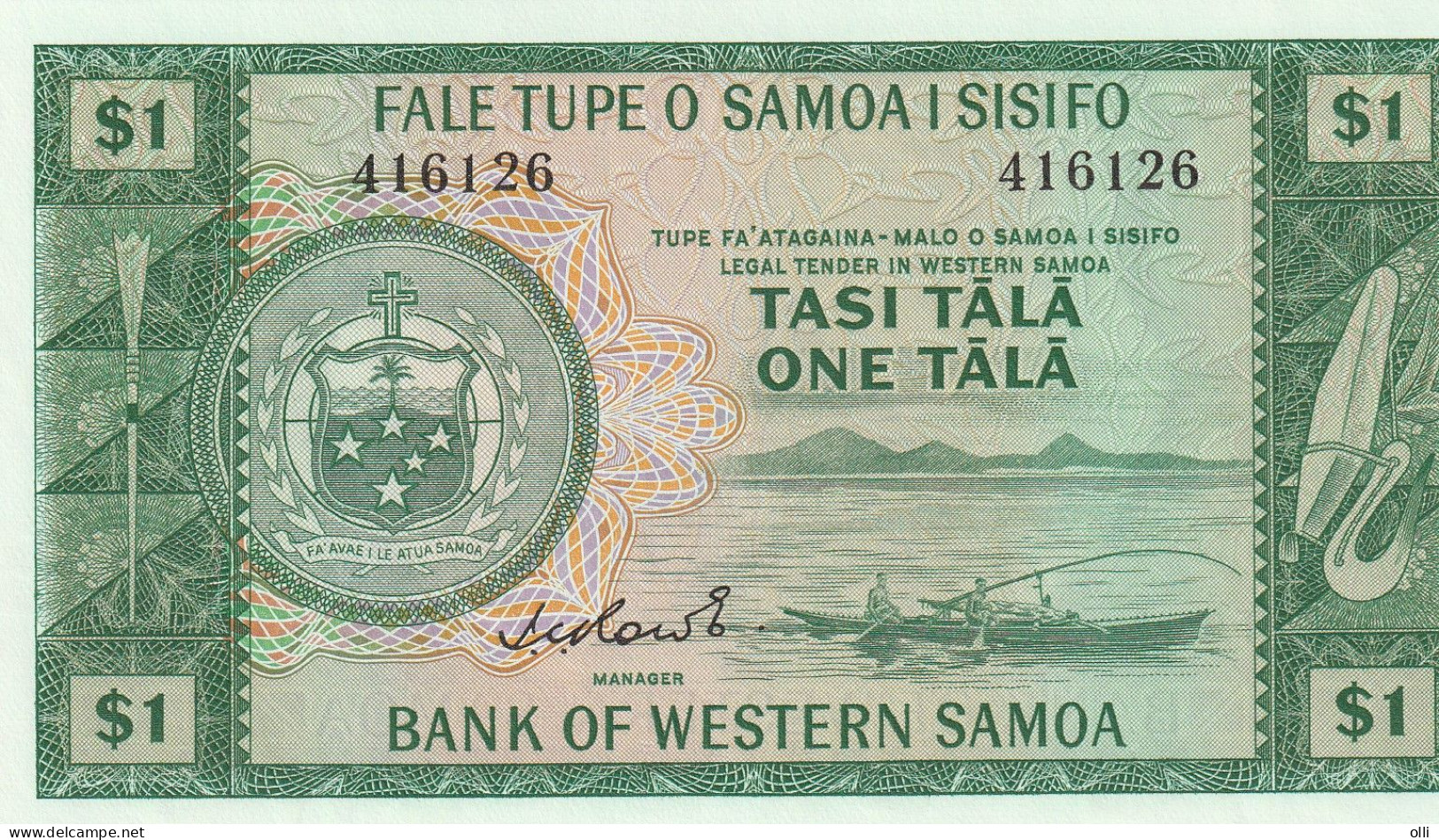 SAMOA Western. 1 Tala (1967). Pick 16a. UNC. - Samoa