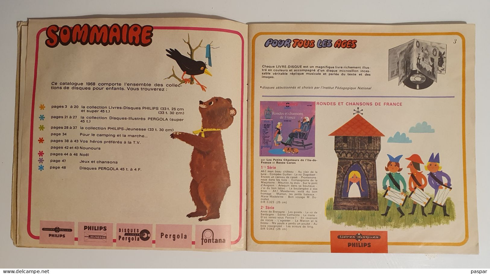 Colargol petit ours présente tous vos grands amis - rondes, fables, chansons, avec catalogue - disquaire Bénard Orléans