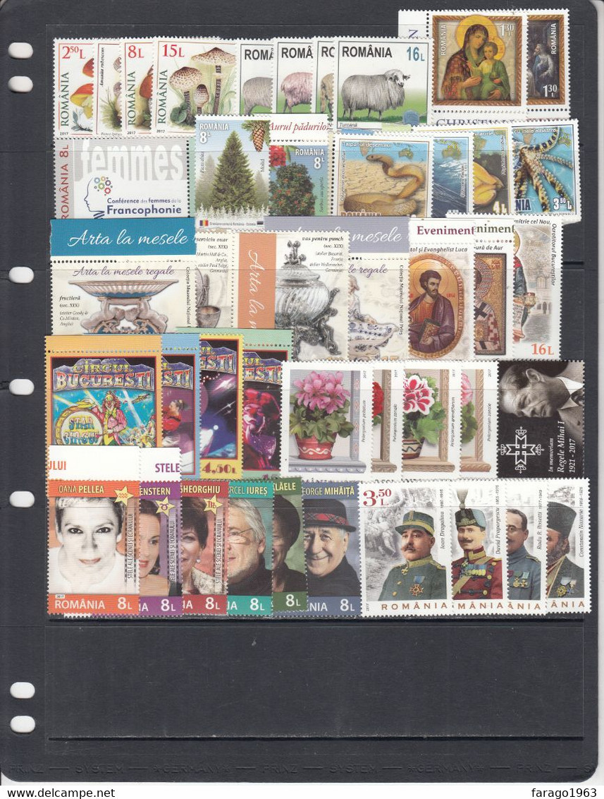 2017 Romania Year Set Complete 148 Stamps + 7 Sheets  MNH  FACE VALUE €225 - Años Completos