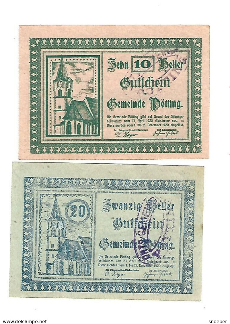 **Austria Notgeld  Potting 10+20 Heller   774b  Cat Val 2, 00 Euro - Autriche