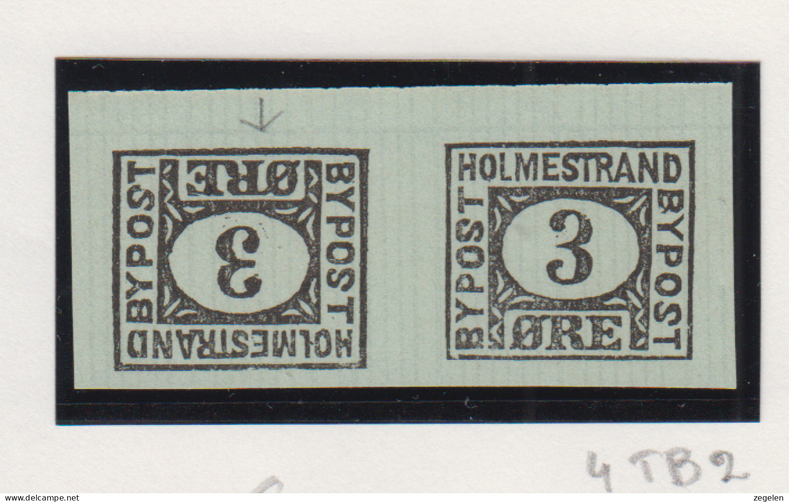 Noorwegen Lokale Zegel   Katalog Over Norges Byposter Holmestrands Bypost 4TB2 - Local Post Stamps