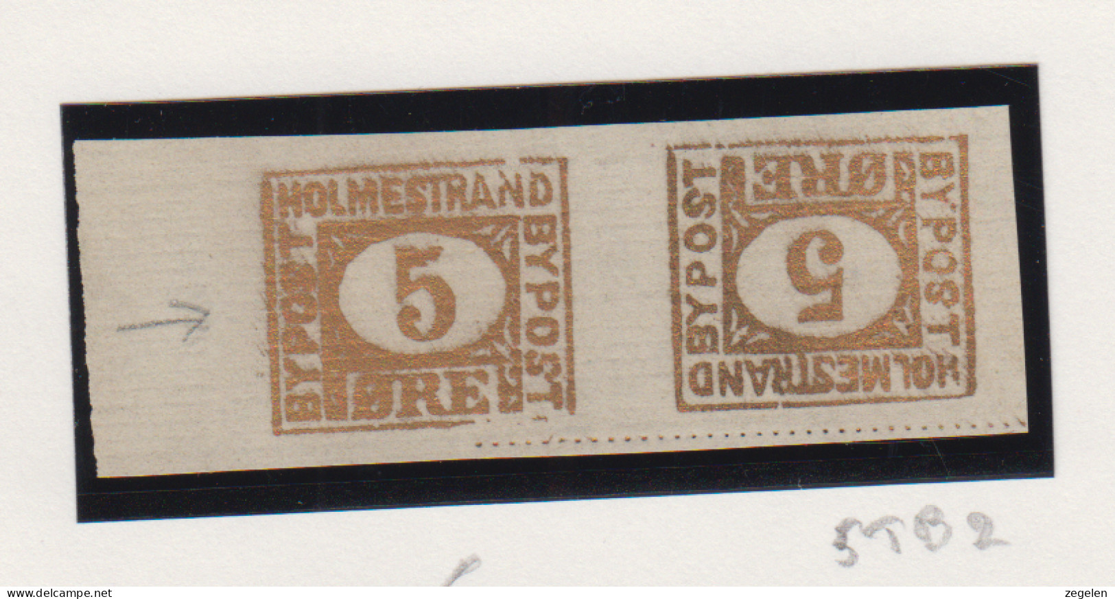 Noorwegen Lokale Zegel   Katalog Over Norges Byposter Holmestrands Bypost 5TB2 - Local Post Stamps