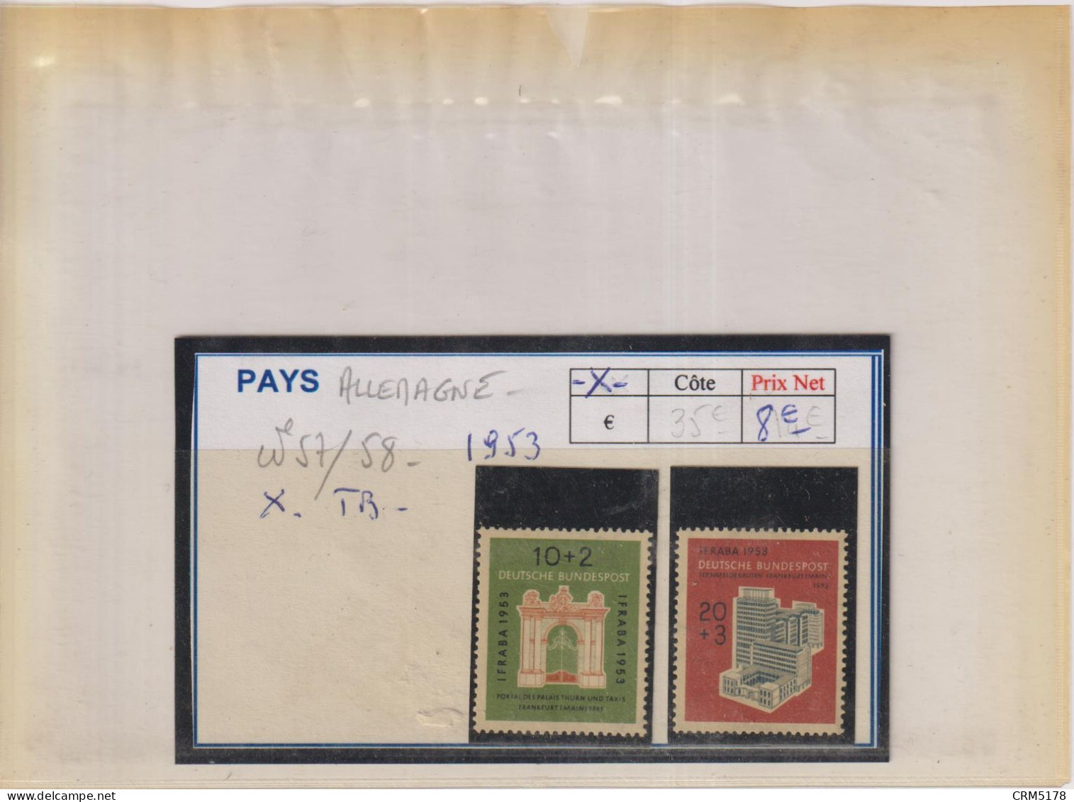 ALLEMAGNE TP N°57/58-X-TB -1953 - Ungebraucht