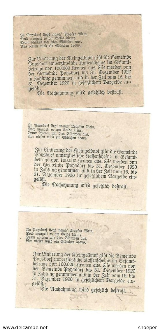 **Austria Notgeld  Poysdorf Serie Compleet    776a - Oesterreich