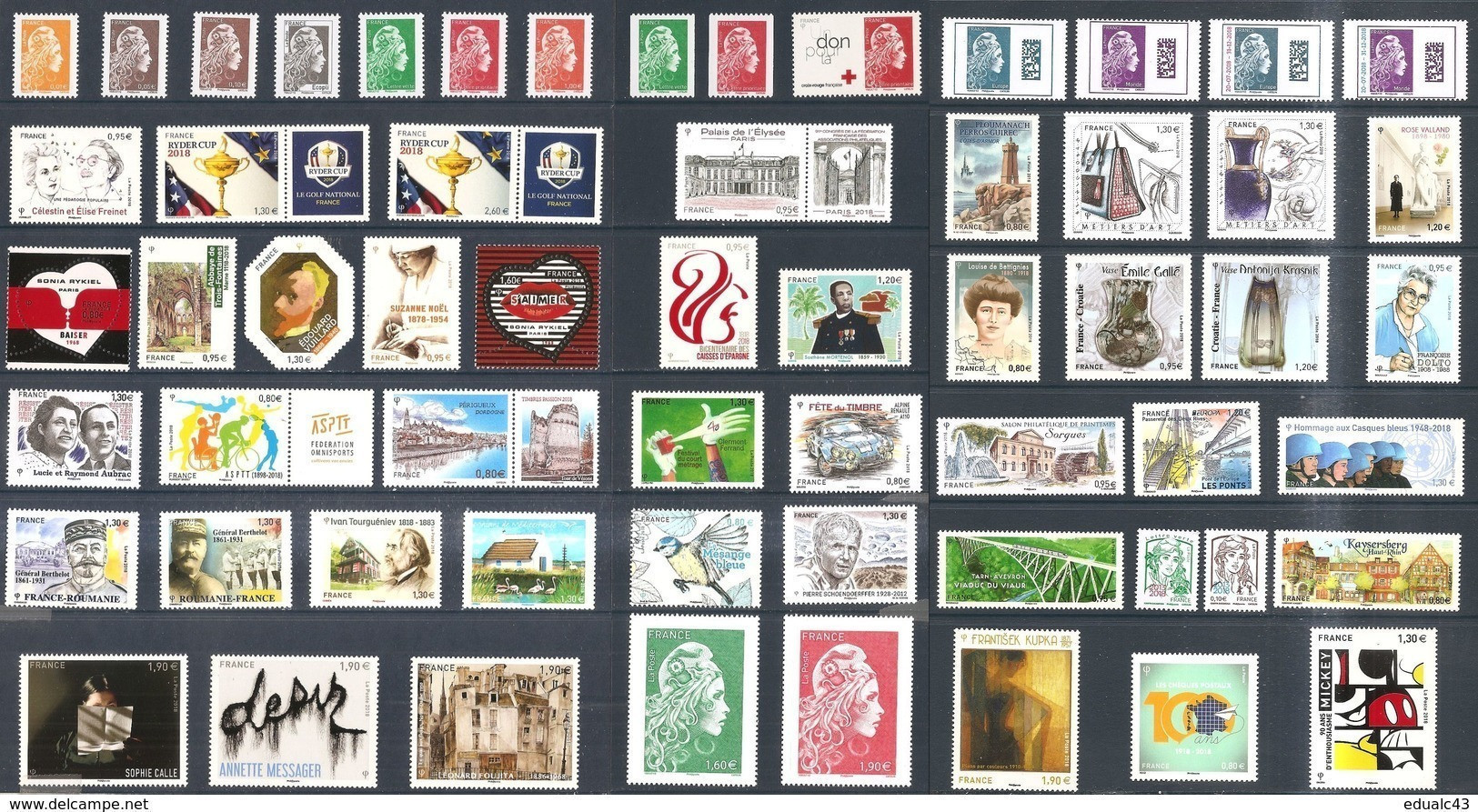 FRANCE- Année Complète 2018 -NEUF LUXE ** 101 TIMBRES (59 Timbres Et 11 Blocs ) - 2010-2019