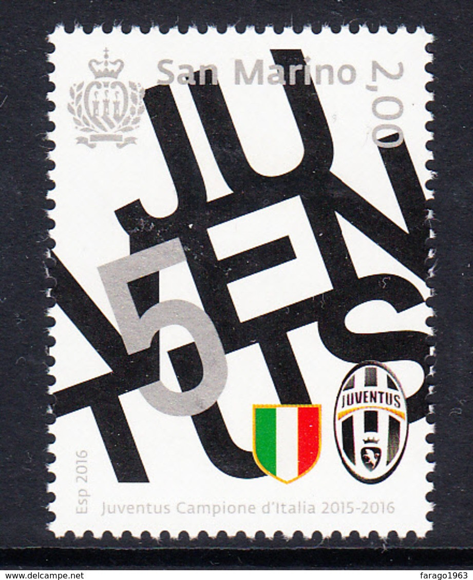 2016 San Marino Juventus Football Champions Complete Set Of 1 MNH @BELOW FACE VALUE - Neufs