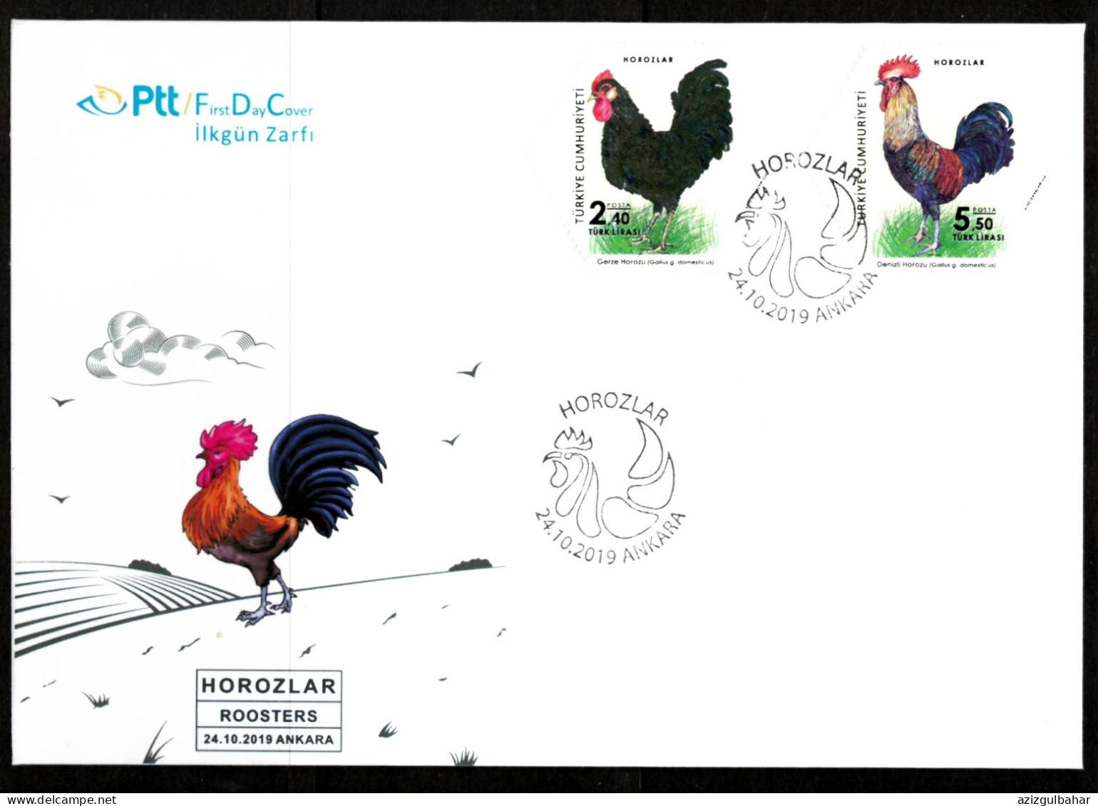 2019 - ROOSTERS - COCKS -CHICKEN - FDC - FDC
