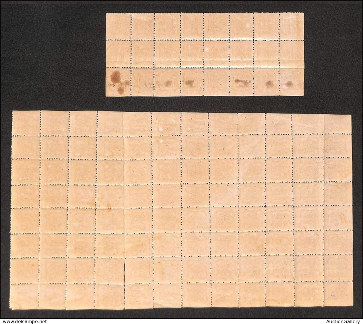 Antichi Stati Italiani - Stato Pontificio - 1869 - 10 Cent Vermiglio Arancio (26c) - Intero Foglio Di 120 Diviso In Due  - Otros & Sin Clasificación