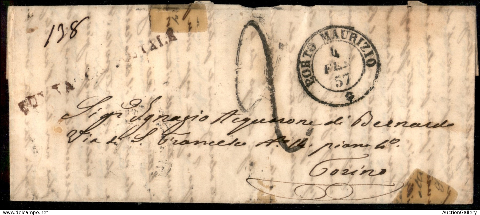 Antichi Stati Italiani - Sardegna - Con Vaglia Postale - 1856/1857 - Due Lettere Da Porto Maurizio A Torino - Non Affran - Otros & Sin Clasificación