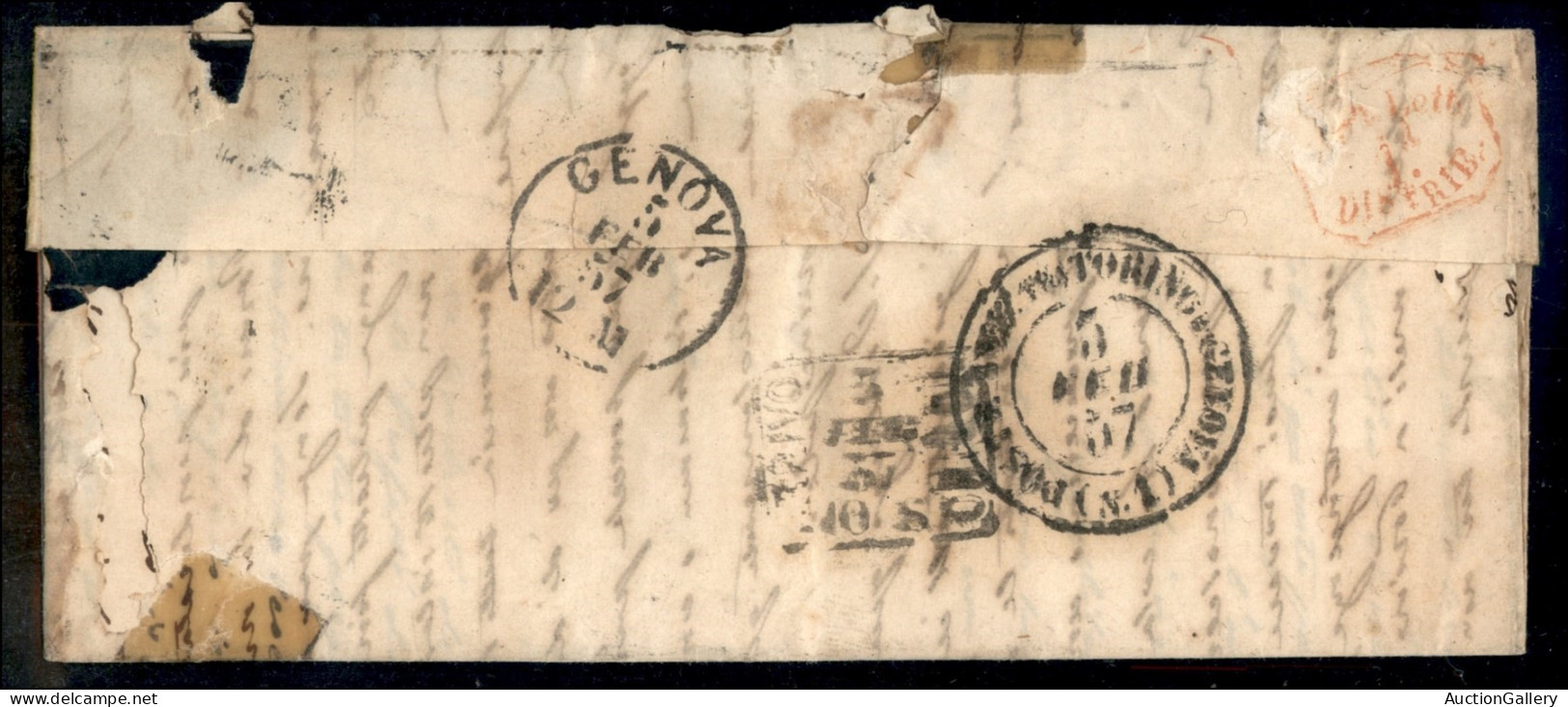 Antichi Stati Italiani - Sardegna - Con Vaglia Postale - 1856/1857 - Due Lettere Da Porto Maurizio A Torino - Non Affran - Otros & Sin Clasificación