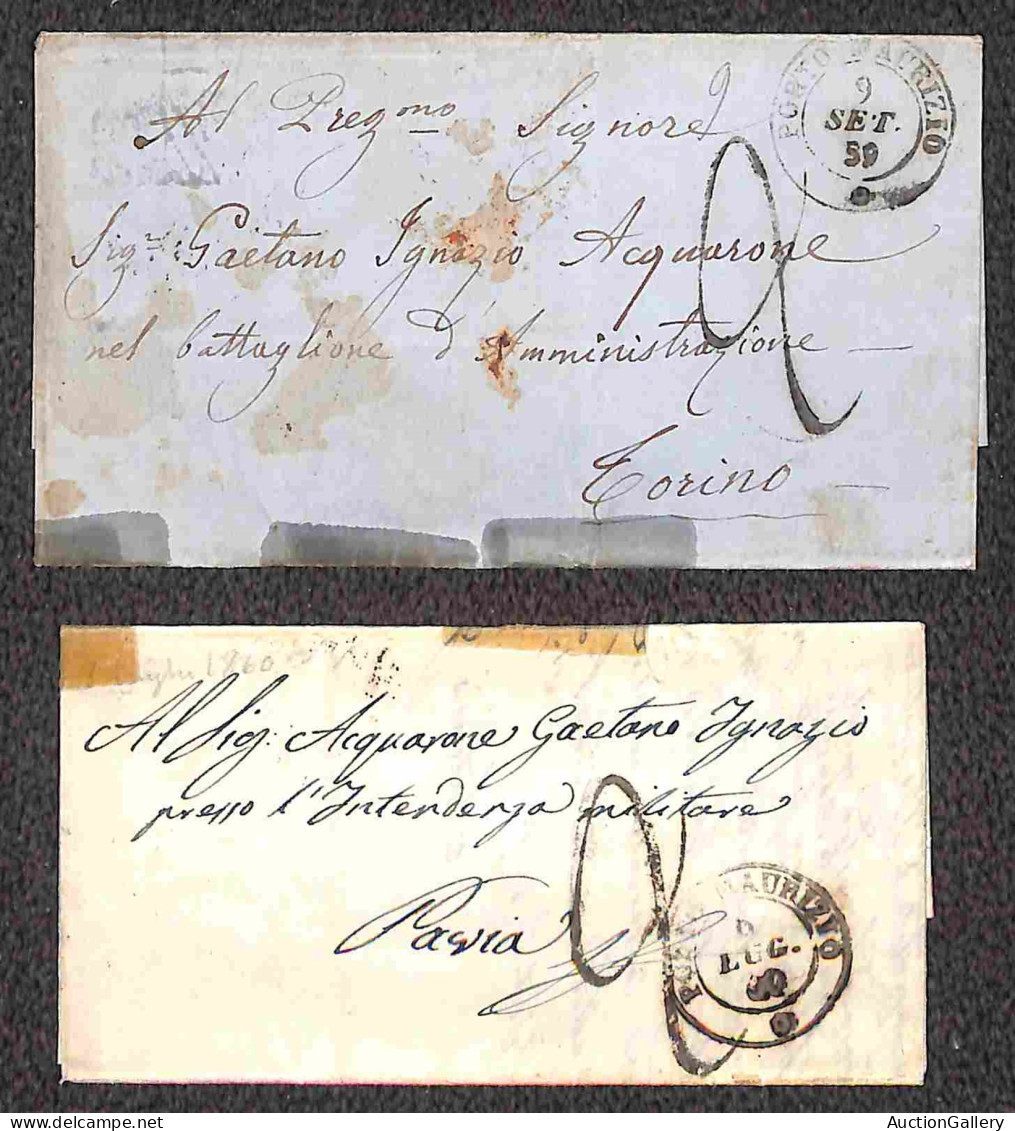 Antichi Stati Italiani - Sardegna - Posta Militare - 1859/1860 - Una bustina + sette lettere da Porto Maurizio indirizza