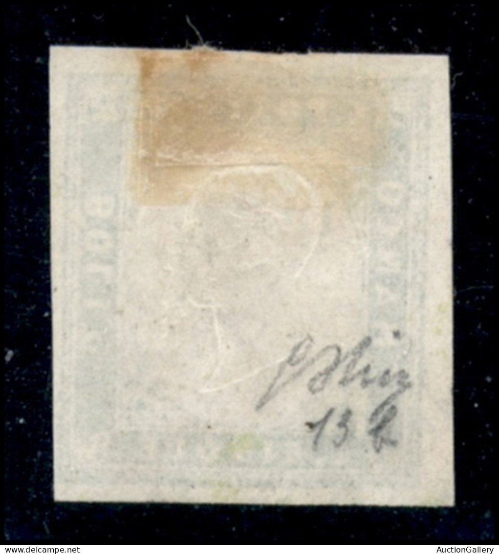 Antichi Stati Italiani - Sardegna - 1855 - 5 Cent Verde Giallo (13c) - Torino 21.1.56 - Cert. Cardillo - Other & Unclassified