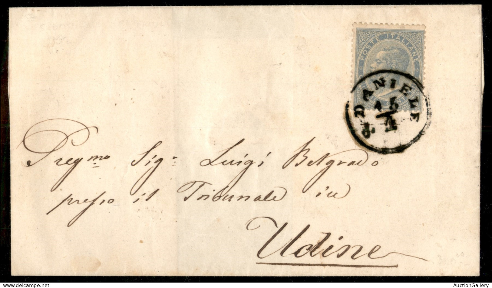 Regno - Vittorio Emanuele II - 15 Cent DLR (L18) Su Involucro Di Lettera Da S. Daniele (annullo Austriaco) A Udine Del 1 - Autres & Non Classés