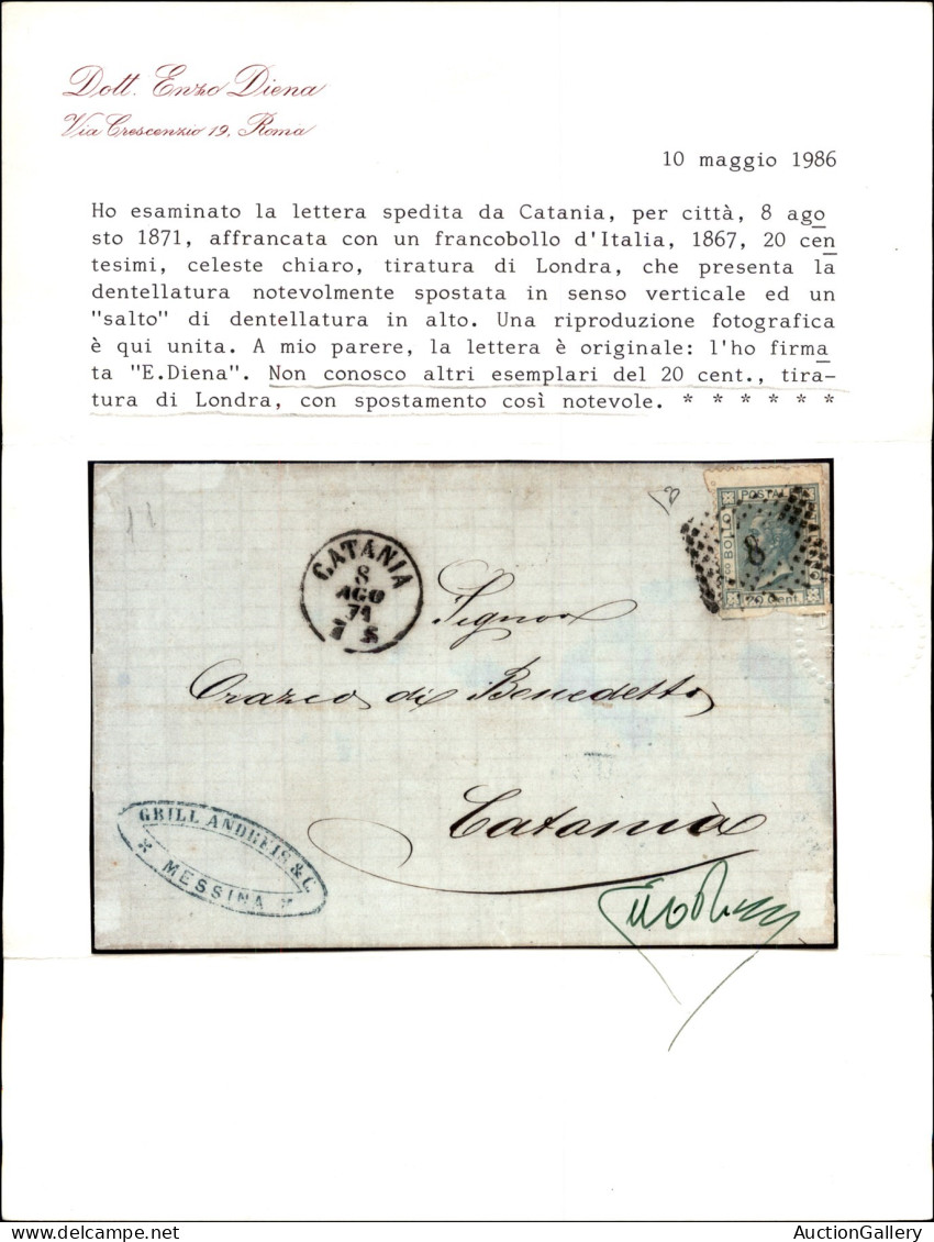 Regno - Vittorio Emanuele II - Formato Diverso - 20 Cent De La Rue (L26 Varietà) Con Dentellatura Orizzontale Molto Spos - Autres & Non Classés