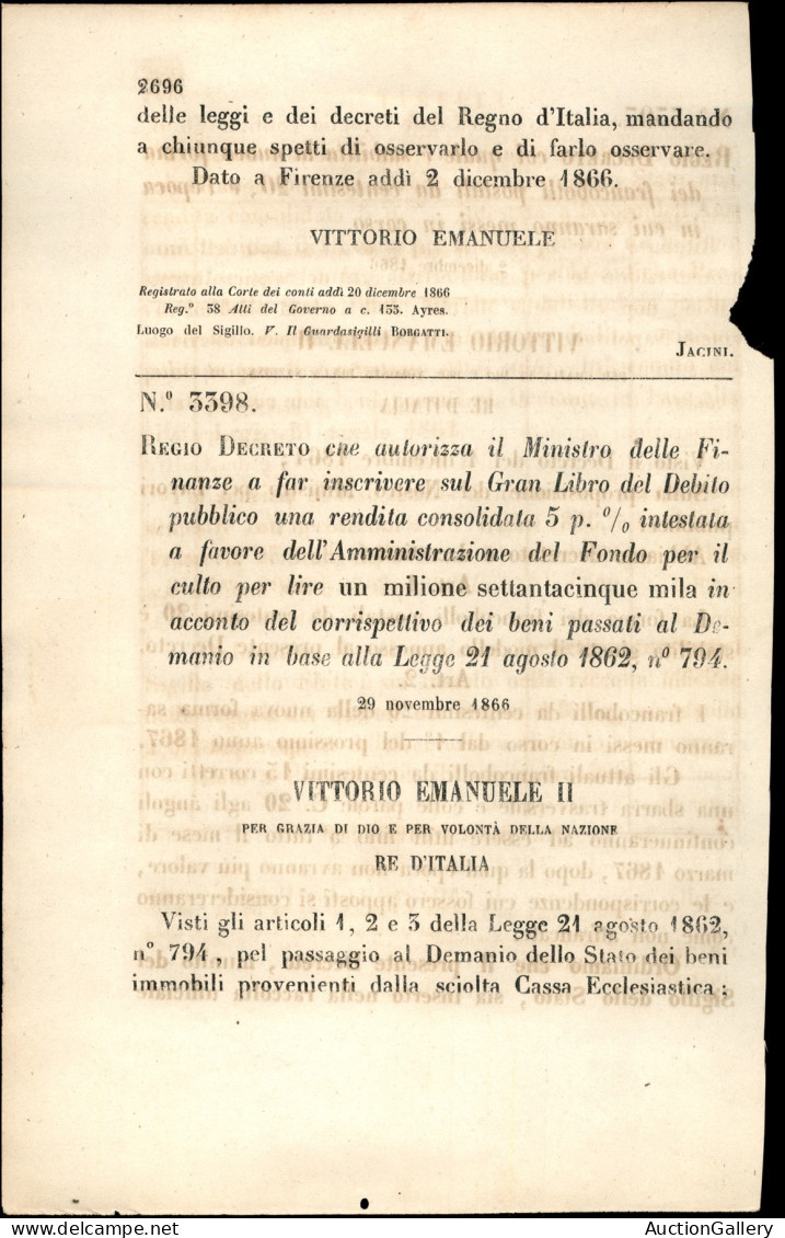 Regno - Vittorio Emanuele II - Regio Decreto Con Apposto Esemplare Del 20 Cent (T26) Con Soprastampa SAGGIO (vedere Nota - Other & Unclassified