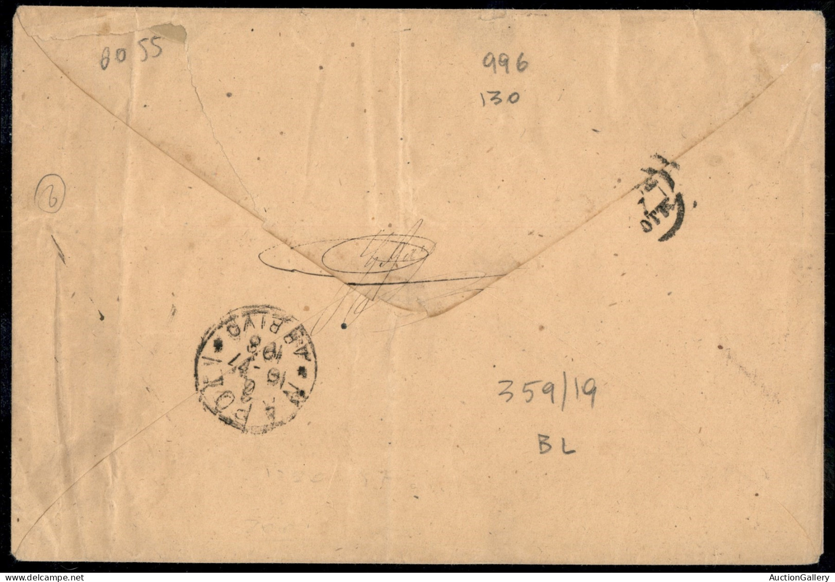 Regno - Vittorio Emanuele II - Raccomandata Con Due Esemplari 5 Cent + Due 20 Cent (16 + 28) Con Annullo Numerale A Sbar - Autres & Non Classés