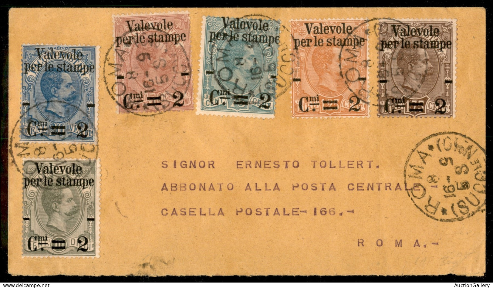 Regno - Umberto I - Valevole Per Le Stampe (50/55) - Serie Completa Su Busta - Roma 16.9 - Other & Unclassified