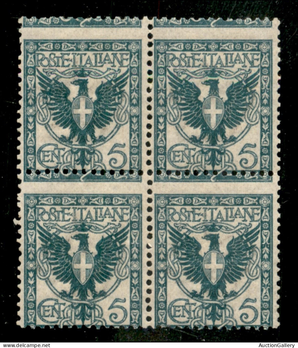 Regno - Vittorio Emanuele III - 1901 - Floreale Quartina 5 Cent (70) Con Dentellatura Orizzontale Leggermente Spostata I - Otros & Sin Clasificación