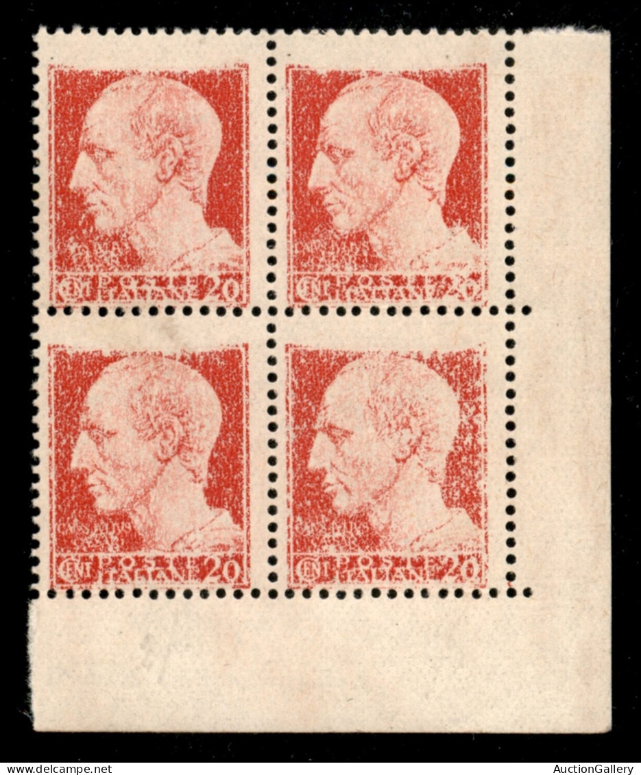 Regno - Vittorio Emanuele III - 1929 - Imperiale Quartina 20 Cent Con Stampa Evanescente (247b) - Gomma Integra - Altri & Non Classificati