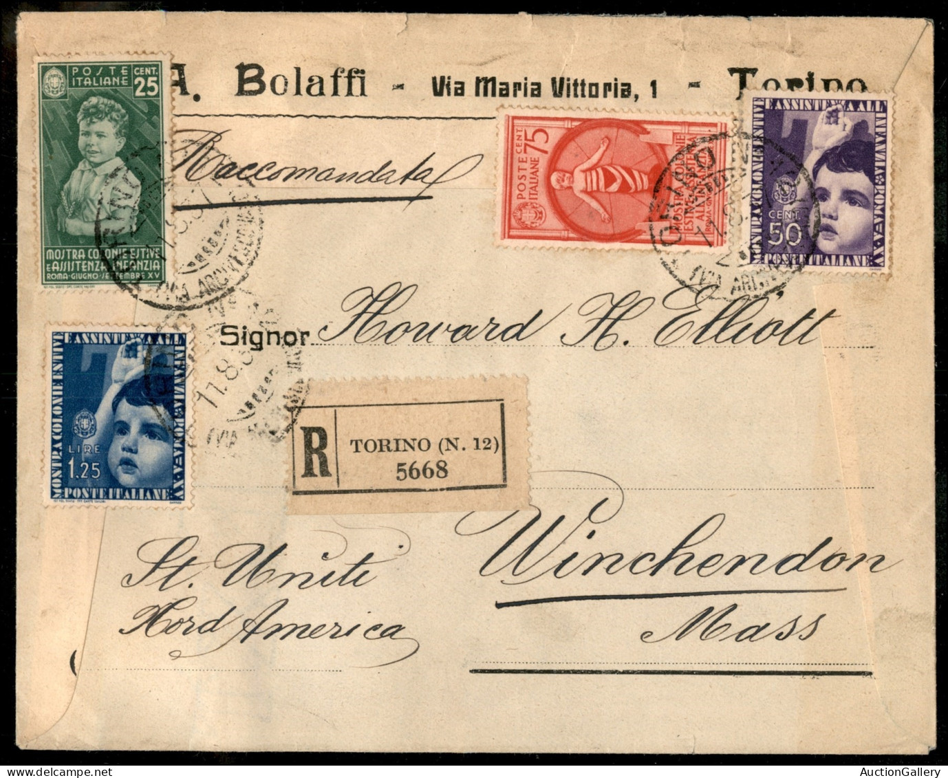 Regno - Vittorio Emanuele III - Affrancatura Quattro Colori - 25 Cent + 50 Cent + 75 Cent + 1,25 Lire Colonie Estive (40 - Autres & Non Classés