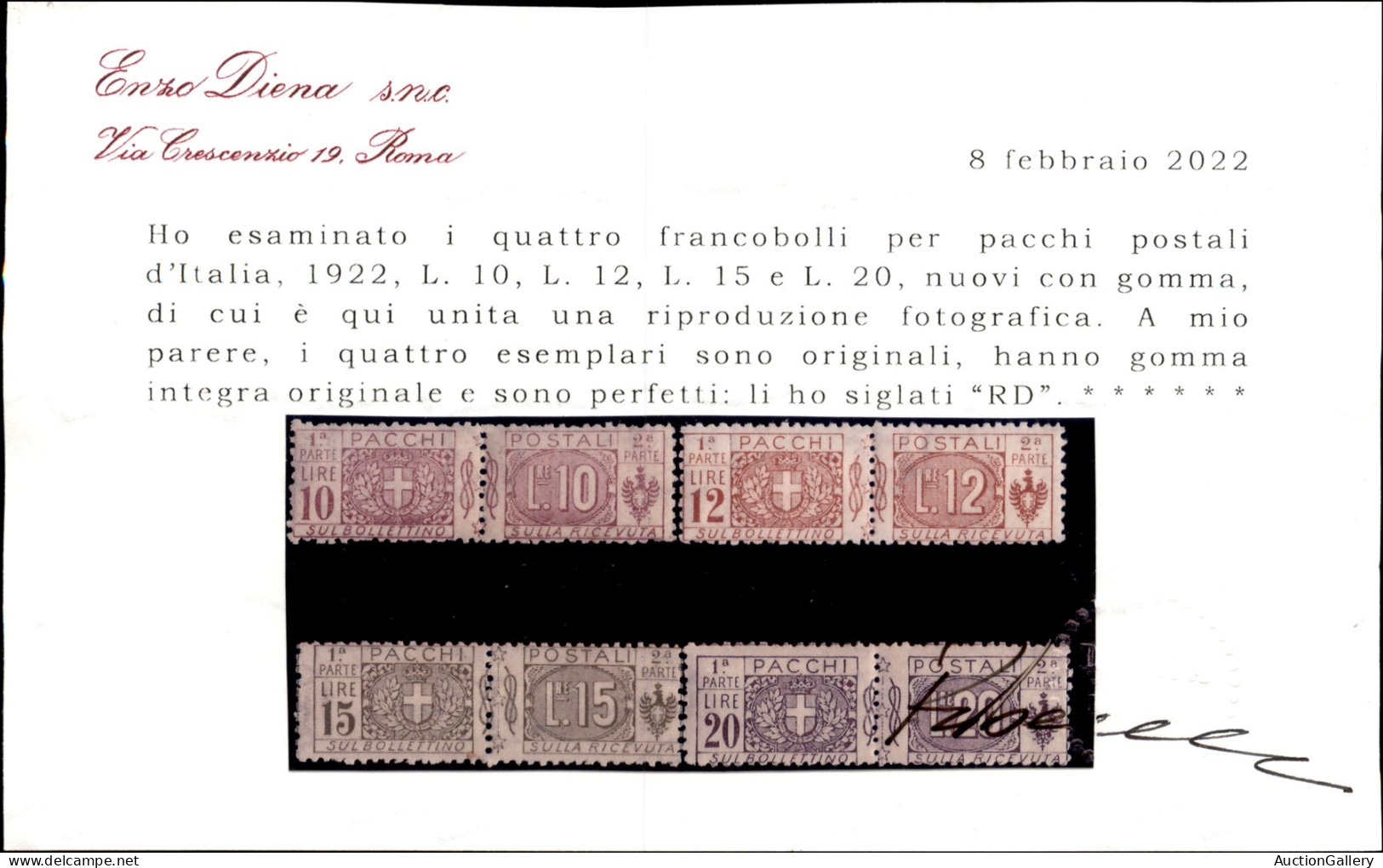 Regno - Servizi - 1914/1922 - Pacchi Postali (7/19) - Serie Completa - Gomma Integra - Cert. Diena - Altri & Non Classificati