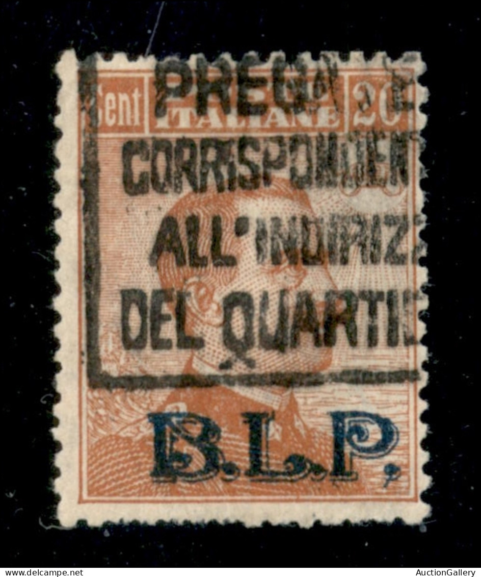 Regno - Servizi - 1922 - 20 Cent (7ga) Con Virgola Dopo P - Usato - Cert Oro Raybaudi (3000) - Sonstige & Ohne Zuordnung