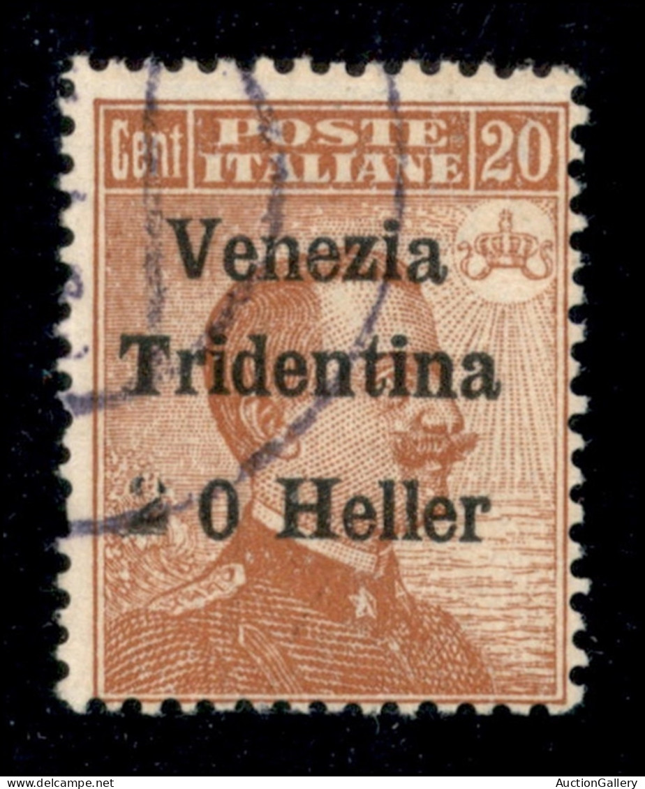 Occupazioni I Guerra Mondiale - Trentino-Alto Adige - 1918 - 20 Heller Su 20 Cent (30e) Usato- 2 A Mano - Cert AG (550) - Sonstige & Ohne Zuordnung