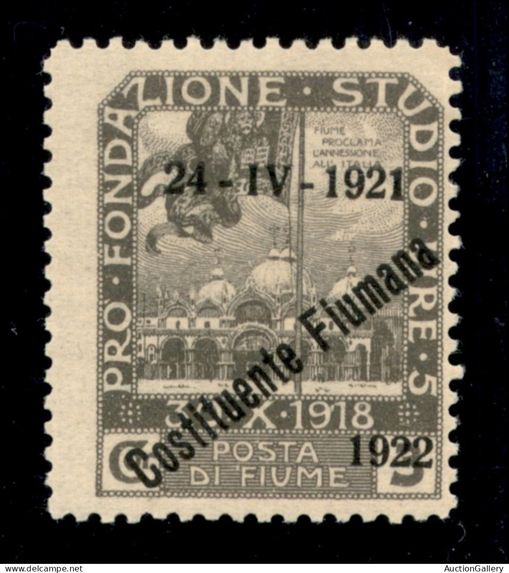 Occupazioni I Guerra Mondiale - Fiume - 1922 - 3 Lire Costituente (188ma Varietà) - Soprastampa Spostata Senza L - Gomma - Sonstige & Ohne Zuordnung