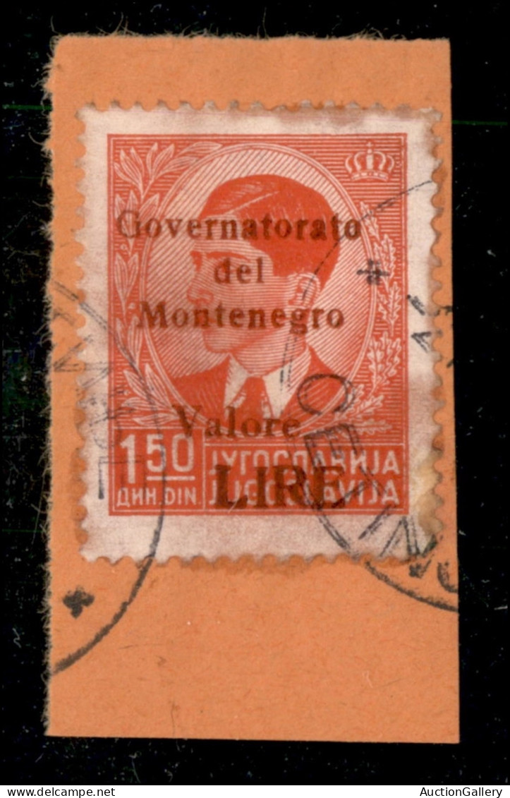 Occupazioni II Guerra Mondiale - Montenegro - 1942 - 1,50 Lire Su Din (51) Usato Su Frammento - Trasudi Di Gomma Ai Lati - Other & Unclassified