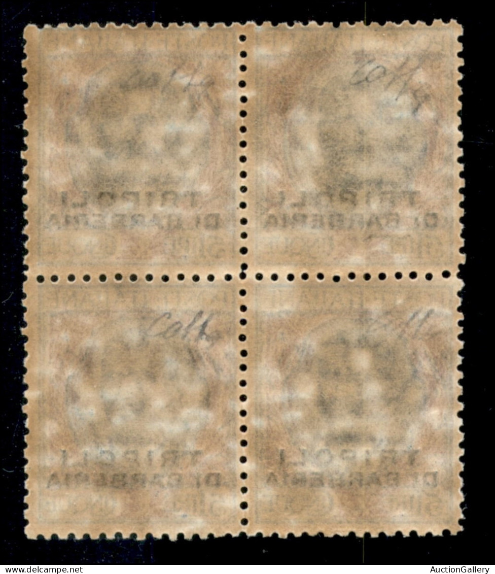 Uffici Postali All'Estero - Tripoli Di Barberia - 1909 - 5 Lire Florale (10) - Quartina - Ottima Centratura - Gomma Inte - Otros & Sin Clasificación