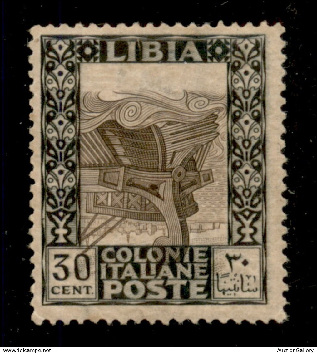 Colonie - Libia - 1921 - 30 Cent Pittorica (27ca) Con Centro Capovolto (spostato In Basso) - Gomma Originale Con Invisib - Otros & Sin Clasificación