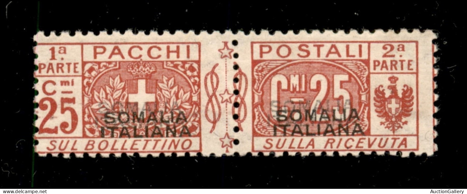 Colonie - Somalia - 1917 - 25 Cent Pacchi Postali (4aa) Con Doppia Soprastampa - Gomma Integra - Diena - Autres & Non Classés