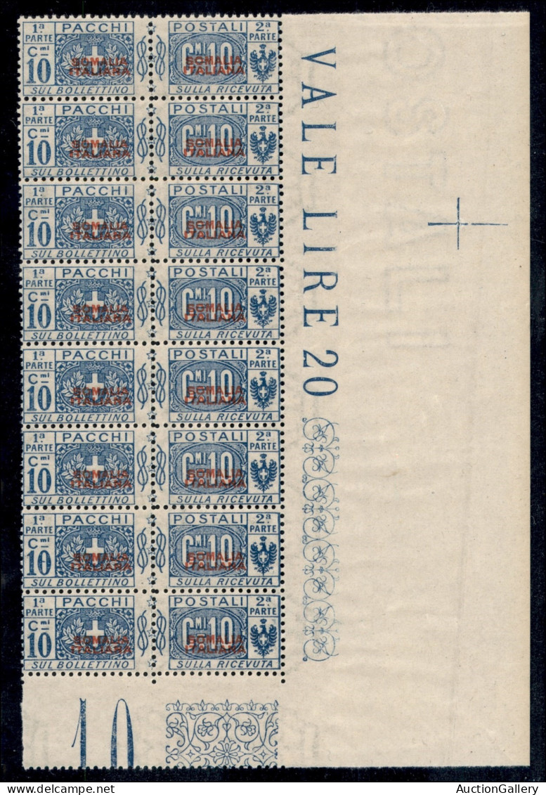 Colonie - Somalia - 1926/1931 - Blocco Di Otto Del 10 Cent (44) Non Emesso - Angolo Di Foglio - Gomma Integra - Andere & Zonder Classificatie