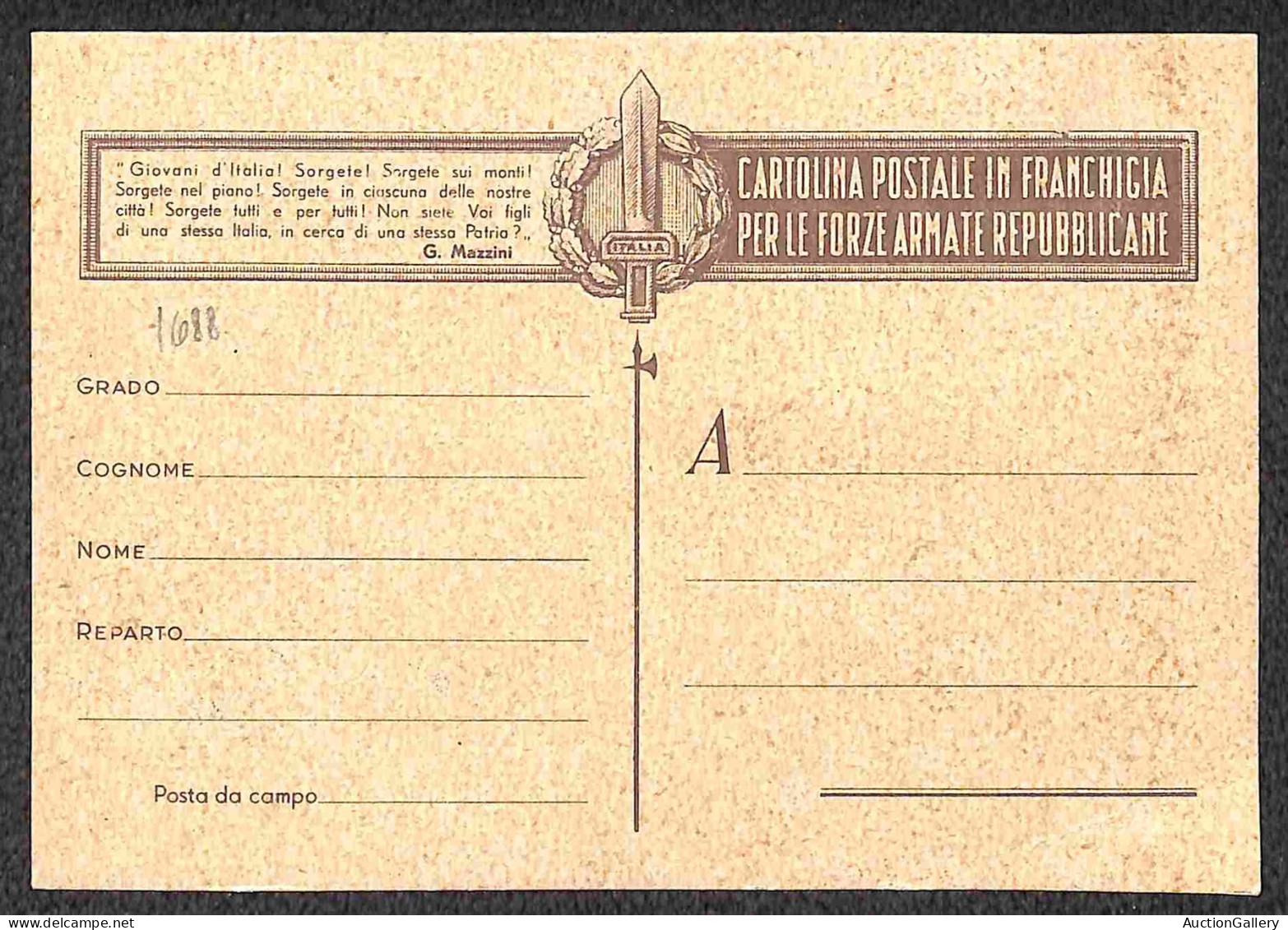 RSI - Cartoline - Insieme Di 6 Cartoline Postali In Franchigia Da Aprile A Dicembre Del 1944 Per Località Italiane - Mol - Other & Unclassified