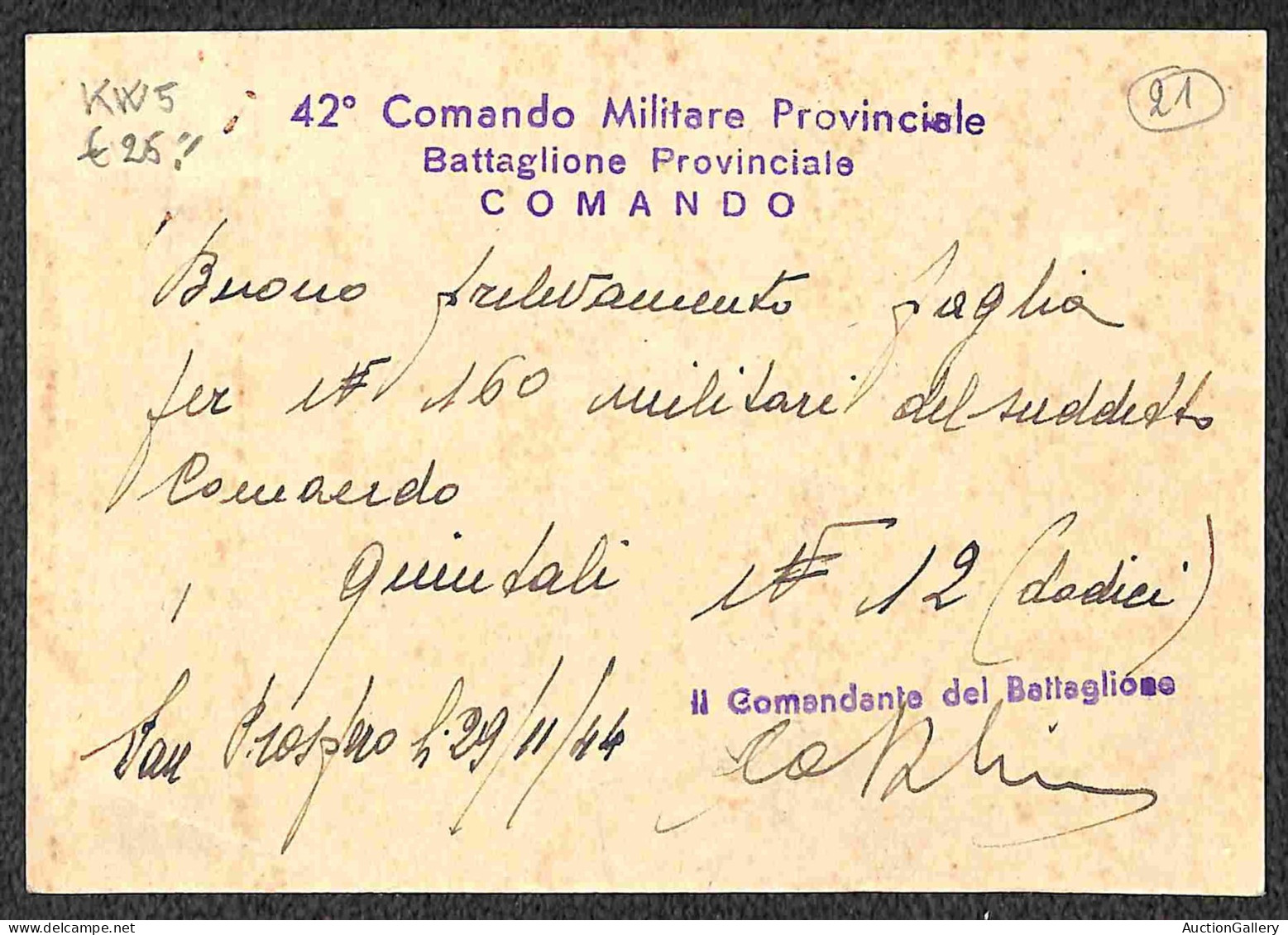 RSI - Cartoline - Insieme di 6 cartoline postali in franchigia da aprile a dicembre del 1944 per località italiane - mol