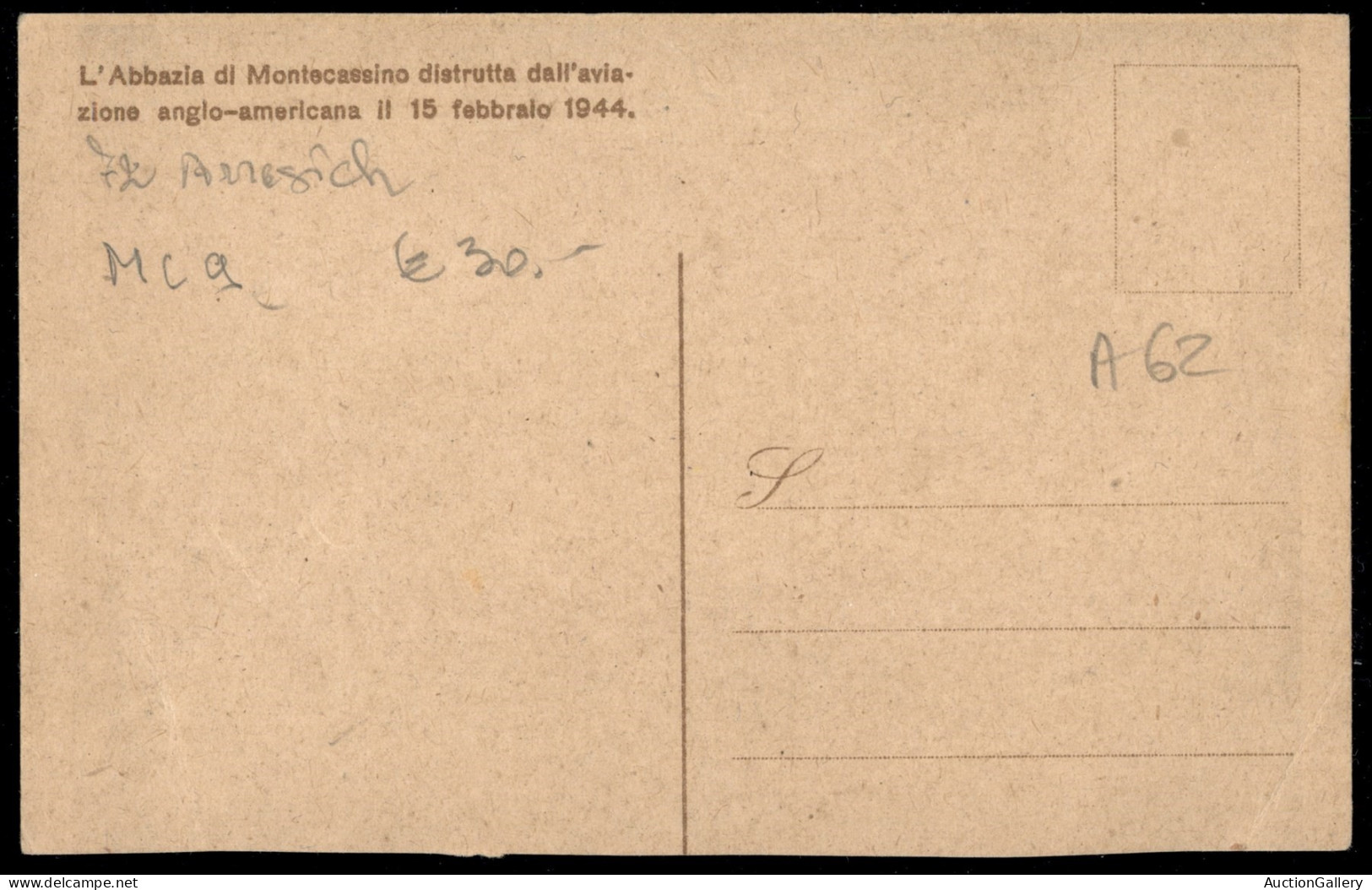 RSI - Cartoline - 1943/1944 - Anti - Alleate - Bombardamento Di Cassino - L'Abbazia Di Montecassino (Arrasich 72) - Rita - Altri & Non Classificati