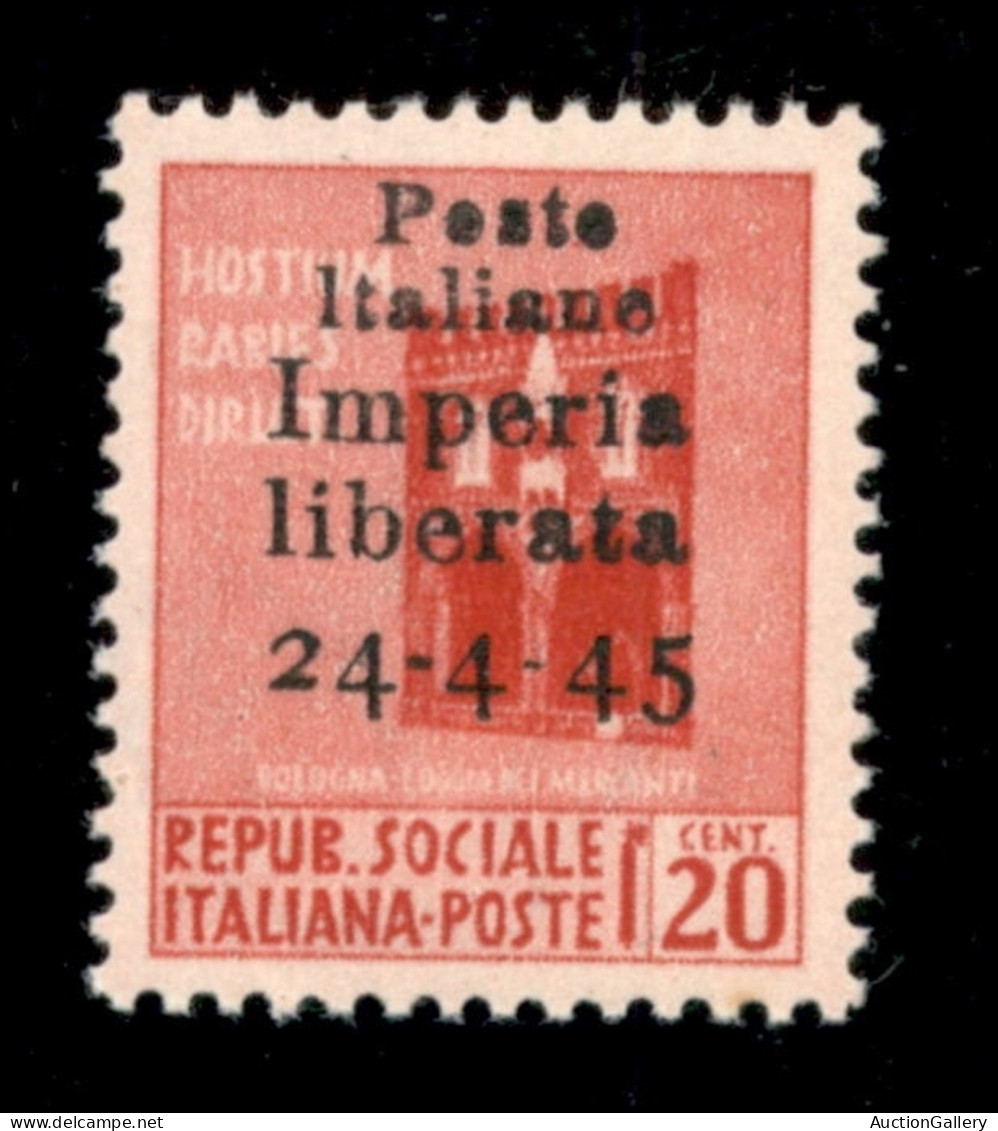 C.L.N. - Imperia - 1945 - Non Emesso - 20 Cent (22) - Gomma Integra - Raybaudi + Cert. AG (1.750) - Otros & Sin Clasificación