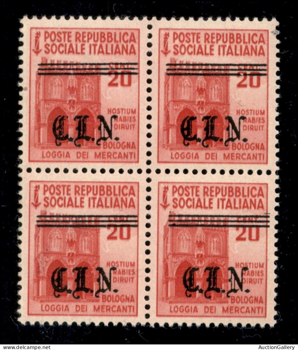 C.L.N. - Torino - 1945 - 20 Cent (Unificato 4 - Errani 4b) In Quartina Con Soprastampa Spostata In Basso - Gomma Integra - Altri & Non Classificati