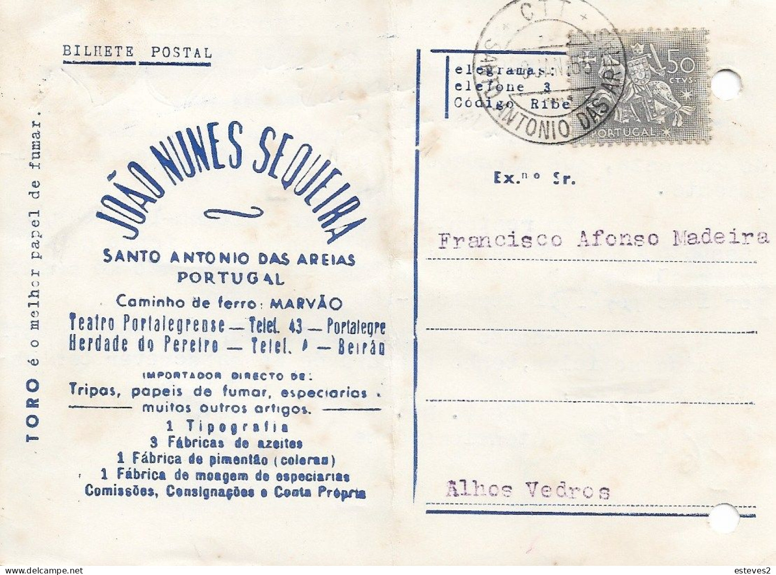 Portugal , 1955 , JOÃO NUNES SEQUEIRA , Santo António Das Areias , Marvão , Commercial Postcard - Portogallo