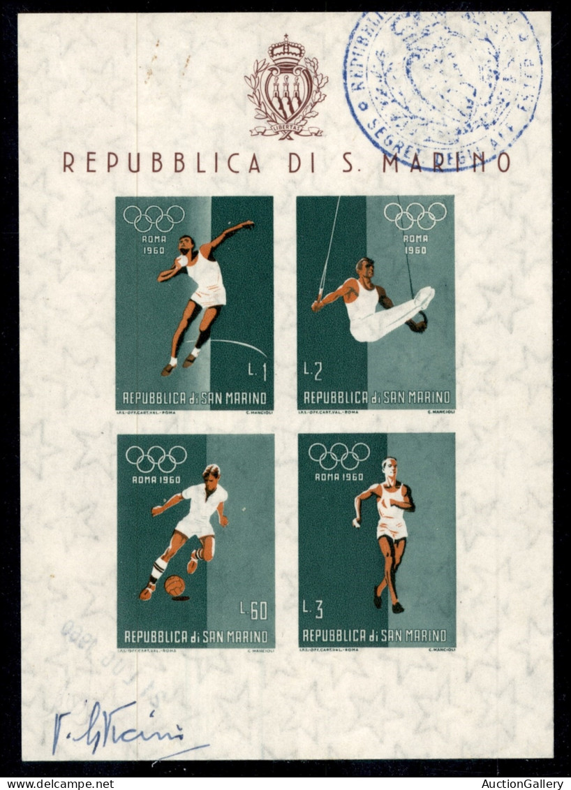 San Marino - Posta Ordinaria - 1960 - Prove D'archivio - Olimpiadi (19) - Visto Si Stampi (foglietto Autorizzato Dal Sov - Andere & Zonder Classificatie