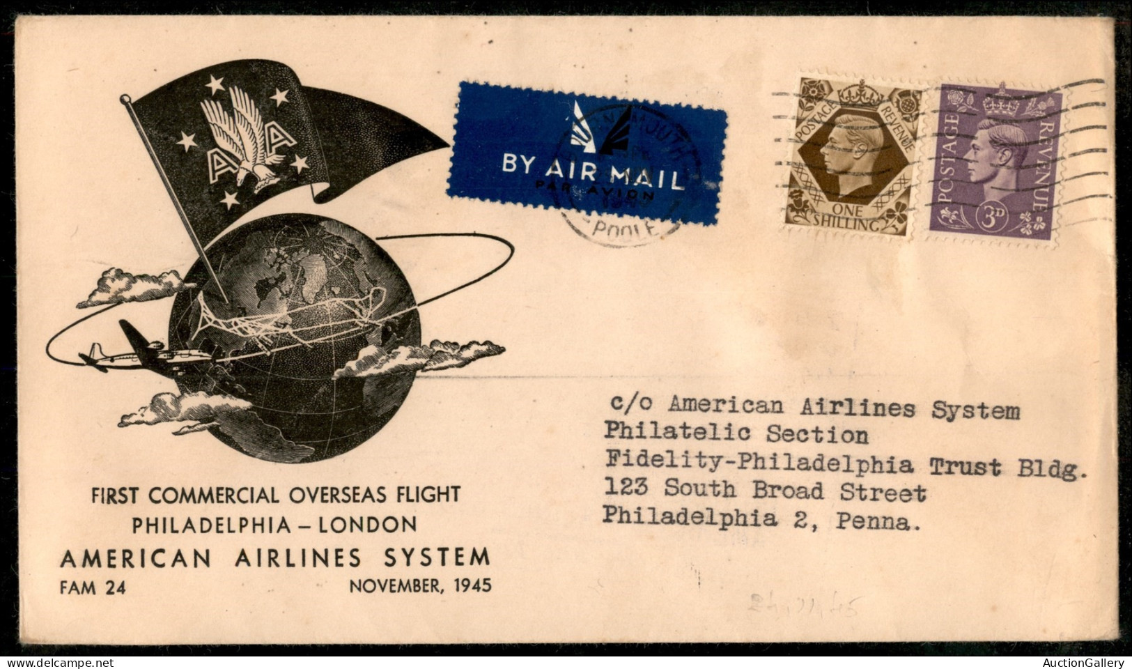 Europa - Aerogrammi - 1945 (25 Novembre) - Londra Philadelphia - Aerogramma Del Volo - Other & Unclassified